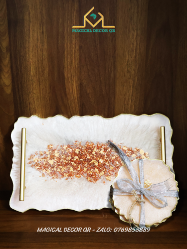 Set Khay Và Dĩa Hồng