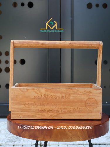 Giỏ gỗ quai gỗ 