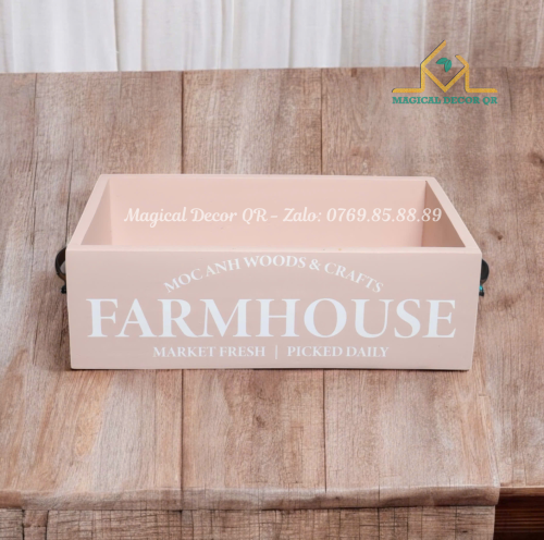 Giỏ gỗ quai cầm- hồng